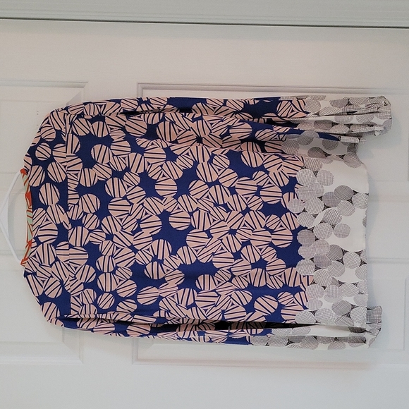 Dian Von Furstenberg Silk Blouse Multi Colored Size 12 - Picture 2 of 3